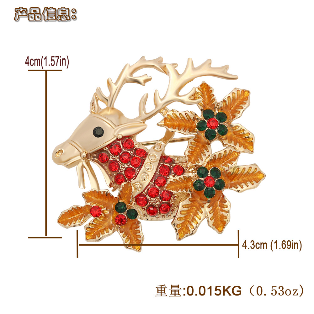 Broche Con Microincrustaciones De Diamantes De Color Christmas Elk display picture 1