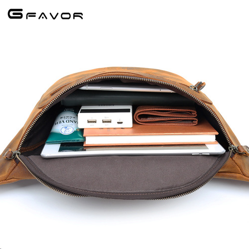 Men's Crossbody Bag Retro Mad Horse Leather Genuine Leather Men's Bag Phone Waist Bag Chest Bag Men's Bags