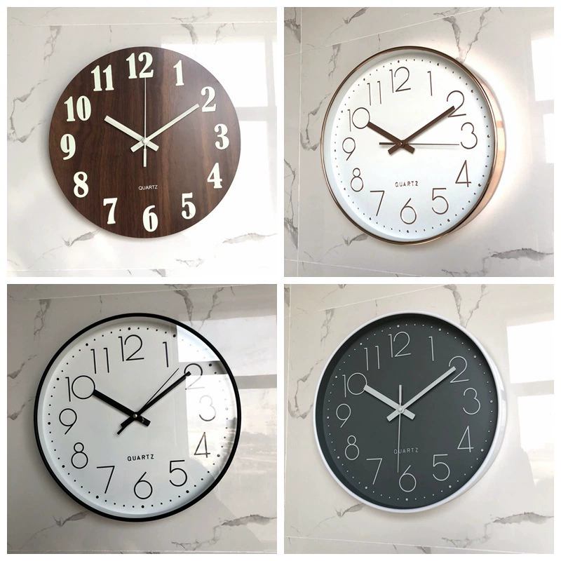 Модные простые часы Цифровые настенные часы Гостиная Дома Тихий Дом Кварцевые часы Светящиеся настенные часы Круглые подвесные