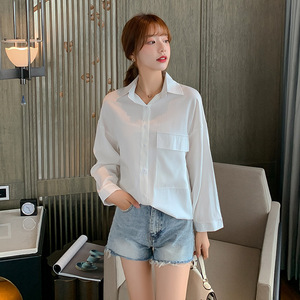 白衬衫女长袖休闲装设计感小众百搭气质工作服2020春装新款衬衣寸