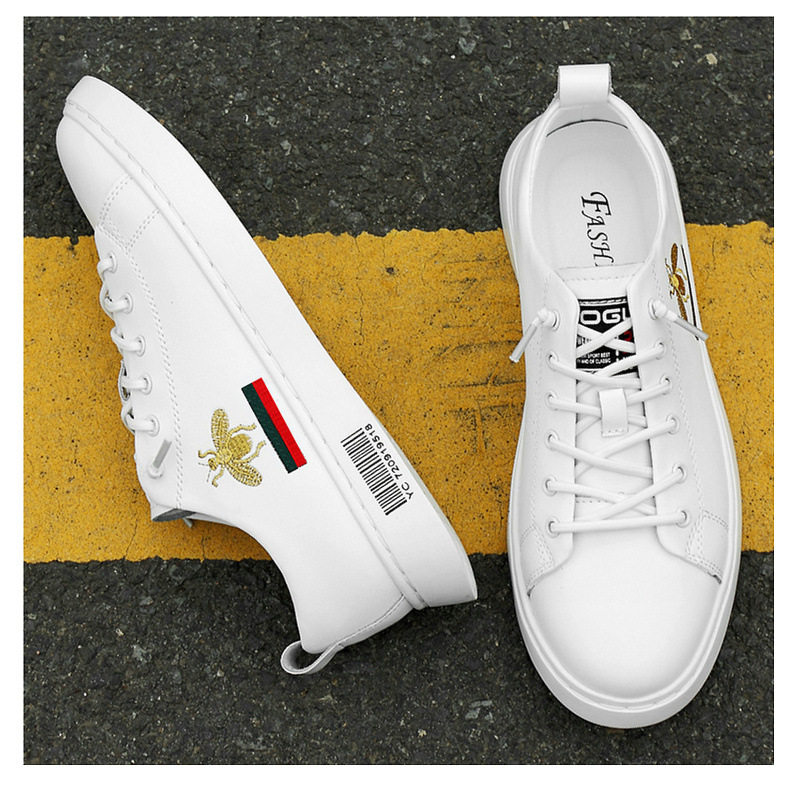 Giày sneaker nam da bò cổ thấp đế bệt, giày thể thao thoáng khí tăng chiều cao — S920 màu trắng, S920 đen chi tiết 23