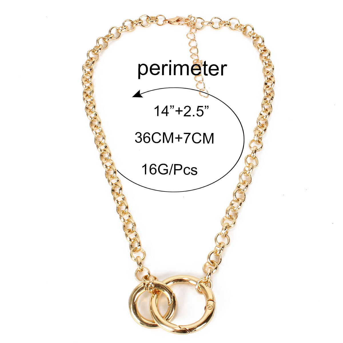 New Fashion Double Ring Pendant Pure Alloy Series Necklace Wholesale display picture 1