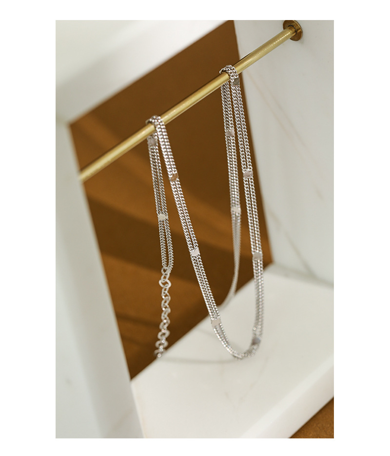 Korean Style Double Layer Chain Silver Necklace display picture 5