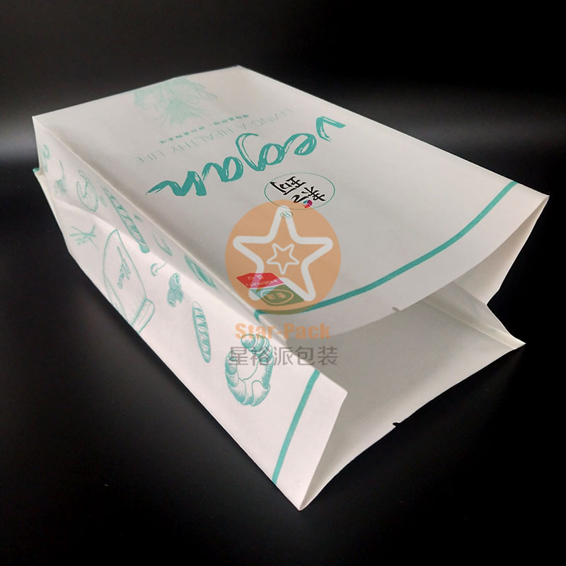 热销欧美堆肥可降解PBAT中封风琴食品袋 牛皮纸覆膜PLA面包食品袋