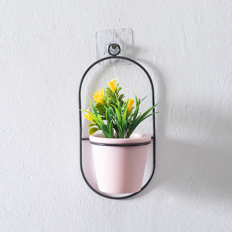 Decoración de la pared floral Flor de plástico maceta de hierro soporte creativo decoración colgante arreglo floral arte simple fabricante
