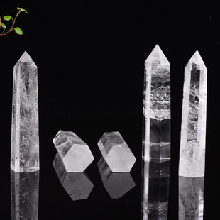 Natural white crystal column single pointed column hexagonal prism crystal stone polished home office ornaments wholesale