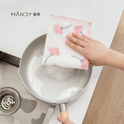 Kitchen rags, dishwashing cloths, household cleaning supplies, non-stick oil scouring pads, thickened bamboo fiber absorbent dishcloths