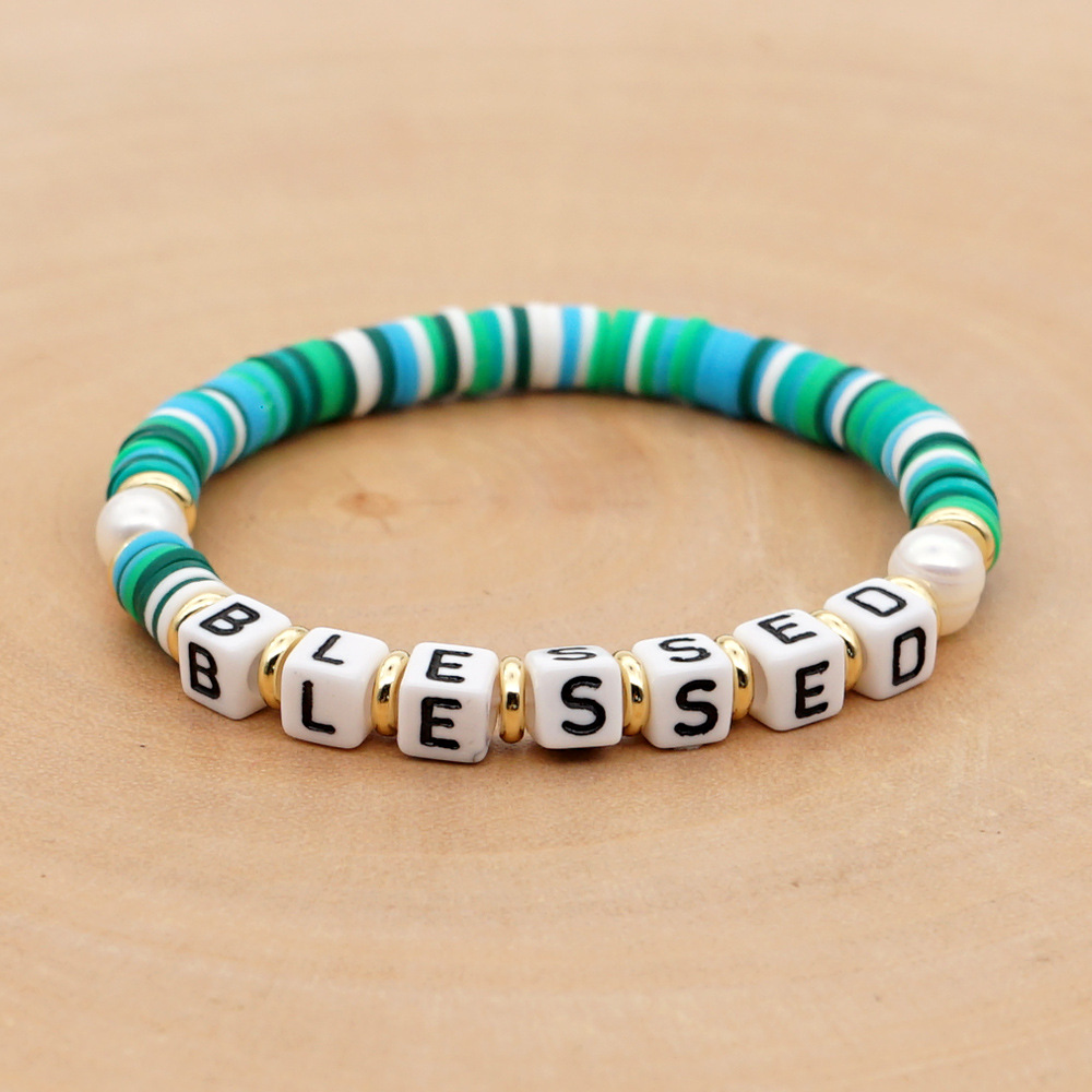 Fashion  Retro Trendy   Natural Beautiful Pearl Color Soft Ceramic Letters Bracelet Nihaojewelry Wholesale display picture 5