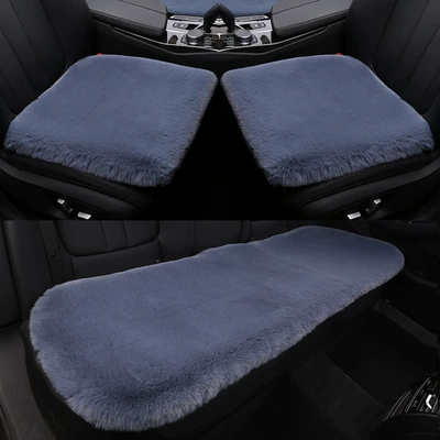 Seat cushion, seat cover, Set Without Backrest, Single-Piece Rabbit Fur - grey-single-cushion
