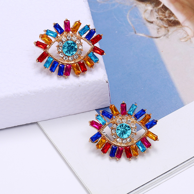 Eye Pattern Fashion Eye Diamond Alloy Artificial Gemstones Earrings