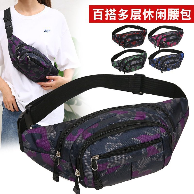 Tendencia de la moda bolso de la cintura de las mujeres deportes bolso crossbody impermeable bolso de pecho de los hombres al aire libre bolsa de teléfono de impresión multifuncional