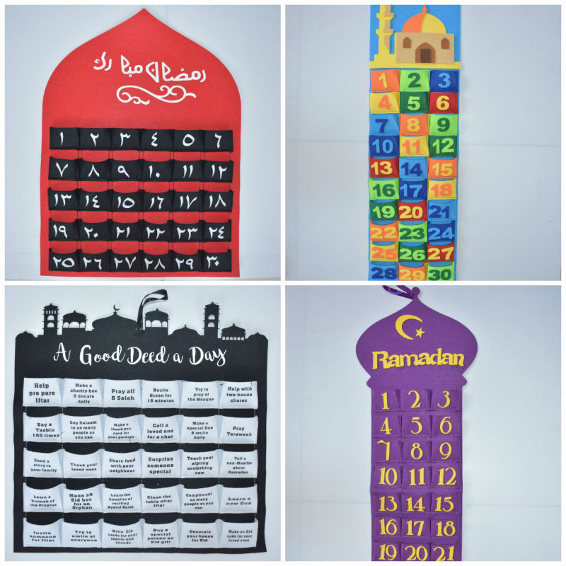 Manufactor supply felt calendar Muslim Ramadan Eid UL Fitr calendar Non-woven fabric wall calendar Ramadan Customizable