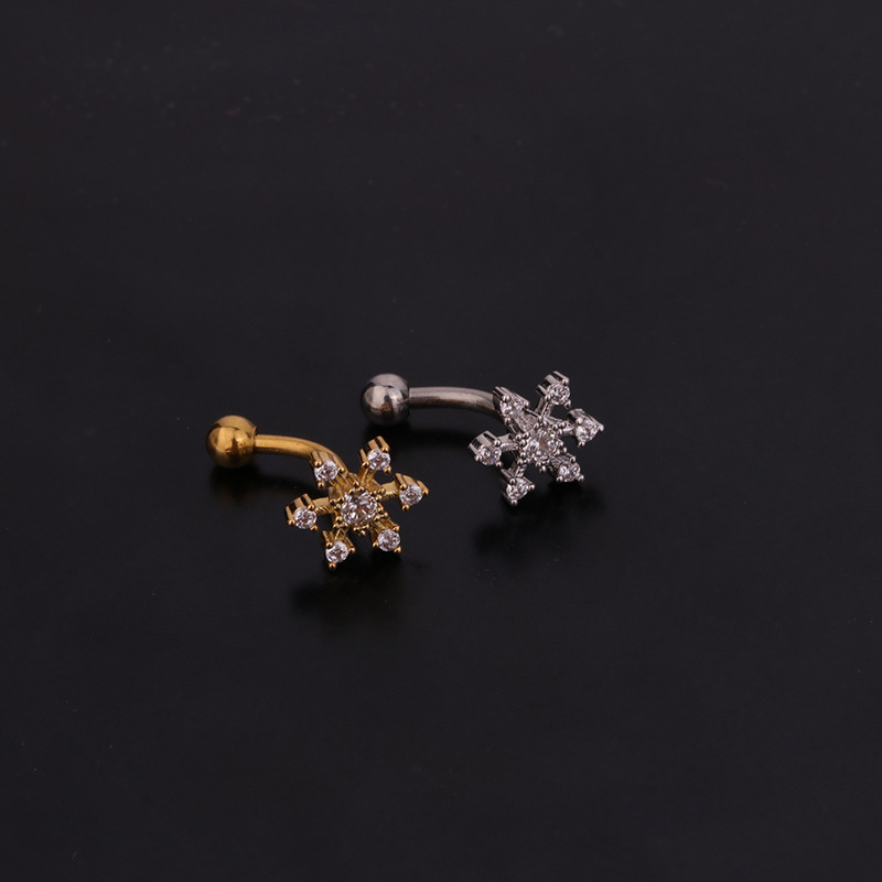 Ear Cartilage Rings & Studs Lady Flower 316 Stainless Steel  Copper Inlaid Zircon display picture 24