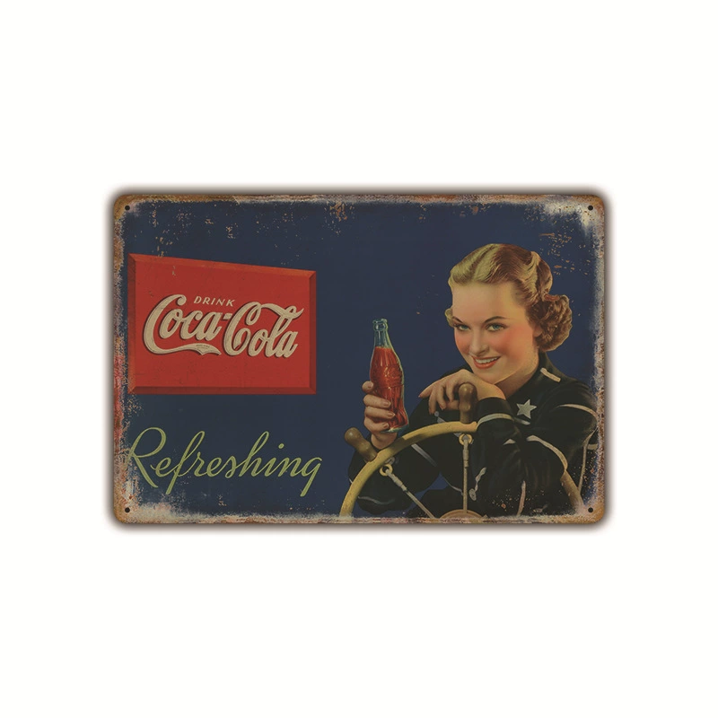 Безрамочная металлическая вывеска (Coca-Cola) ретро рекламный плакат, 20×30 см, винтажное декоративное украшение