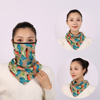 2020秋冬新款防风防寒气面罩口罩挂耳式围脖三角巾护颈户外骑行