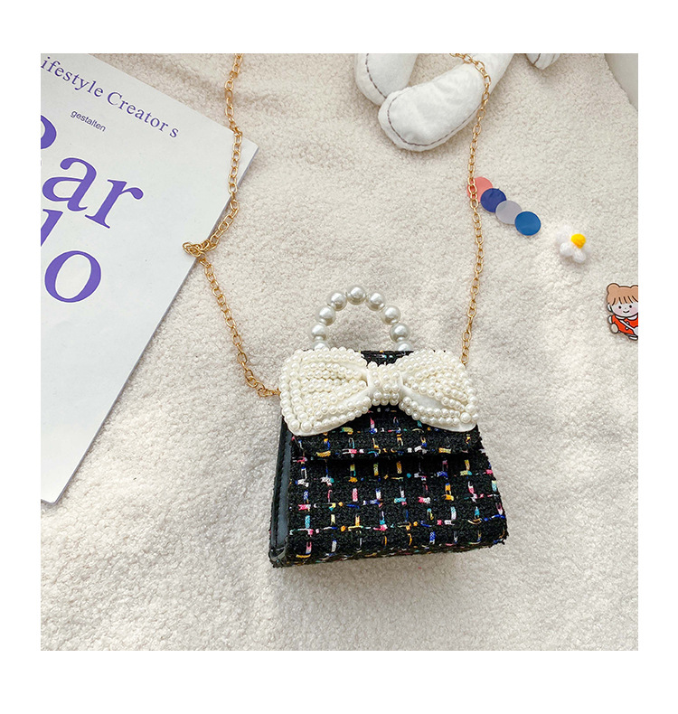 Girl'S Small Cotton And Linen Plaid Bow Knot Elegant Streetwear Beading Square Magnetic Buckle Crossbody Bag display picture 16