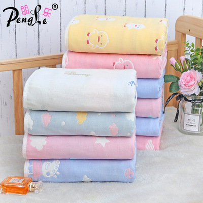 纯棉六层纱布浴巾童被110*110cm全棉冬季加厚款新生婴儿盖毯包巾