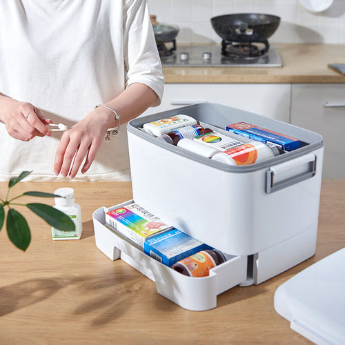 Manufacturer wholesale double-layer storage medicine box large household plastic emergency medicine box portable medicine storage box