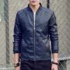 Демисезонная бейсболка цветная PU куртка для отдыха, высокий воротник, slim fit, простой крой, плюс размер