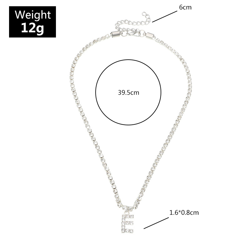 Fashion New Popular Wild 26 English Alphabet Necklace Full Diamond Choker Necklace Nihaojewelry Wholesale display picture 22