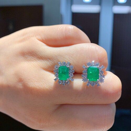 Zhuang Shengsheng Jewelry Internet Celebrity Live Broadcast Hot Selling European and American Fashion Popular Imitation Emerald Necklace Earring Emerald Set 