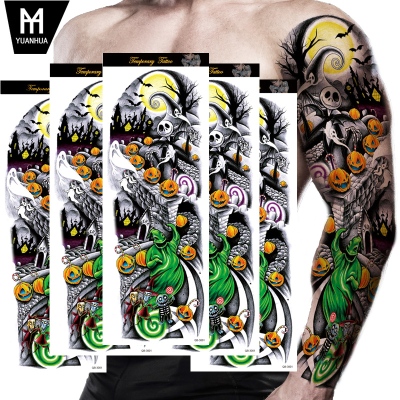Large flower arm tattoo stickers full ar...
