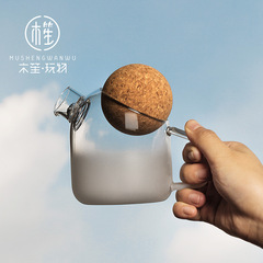 Wooden Sheng plaything simple cloud glass frosted teapot high temperature resistant glass office personalized fruit flower teapot