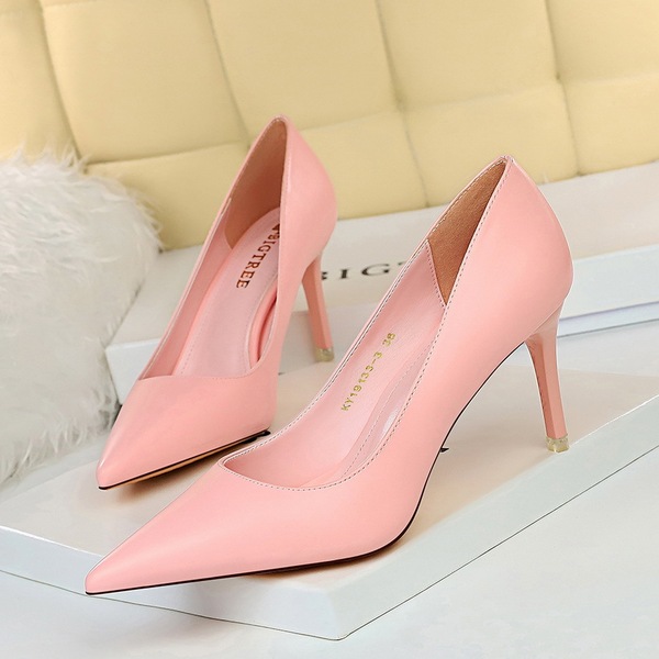 Korean fashion simple and versatile women’s shoes thin heel high heel shallow pointed professional ol thin wome