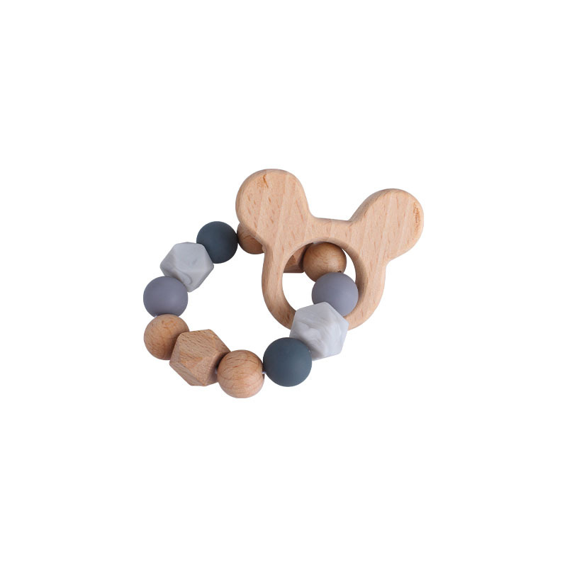 Bebé DIY creativo haya Animal de la historieta juguete mordedor pulsera nuevo gato cuentas silicona teether stick teether