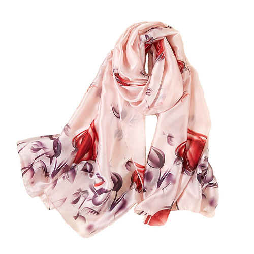 Spring and summer new Korean style floral elegant silk scarf women's decorative shawl sun protection beach towel SK090