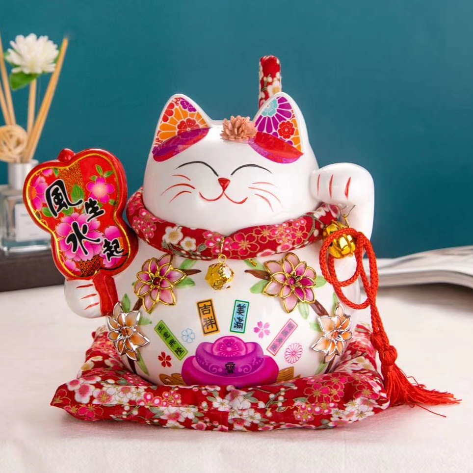 Fortuna gato decoración fortuna gato cerámica japonés caja ahorro tienda apertura inauguración exquisito regalo creativo