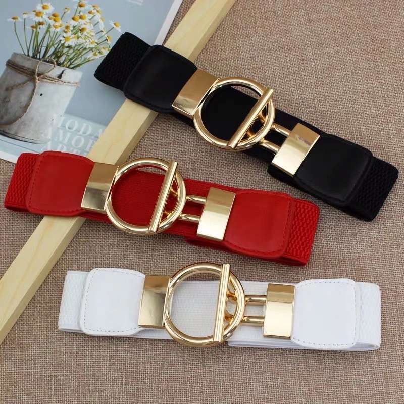 Fashion Round Pu Leather Fabric Metal Button Belt display picture 1