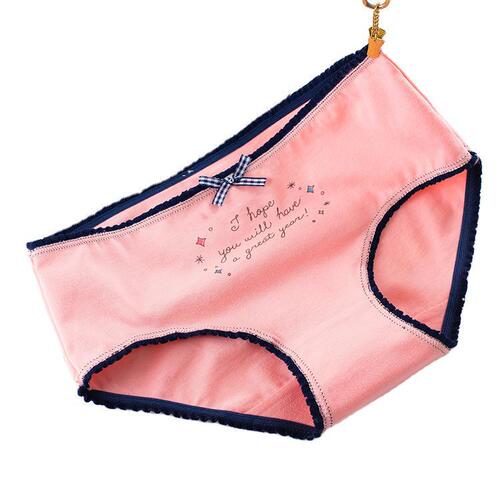 Five bags of plus size girls' underwear, simple printed cotton underwear, mid-waist briefs, cotton women's underwear