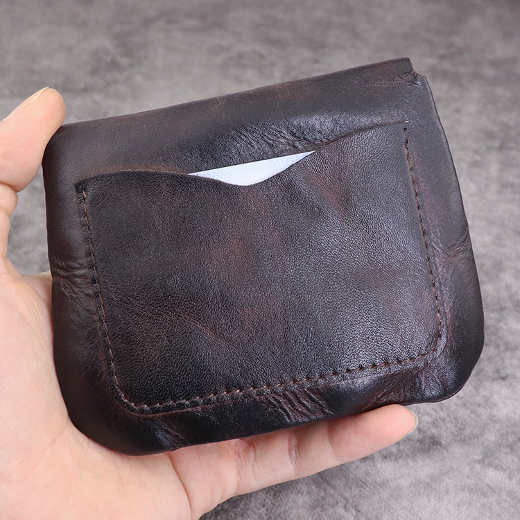 New Plant Tanned Leather Zero Wallet for Women's Minimalist Cover Style Large Capacity Card Storage Used Wrinkle Bag_voghion.com