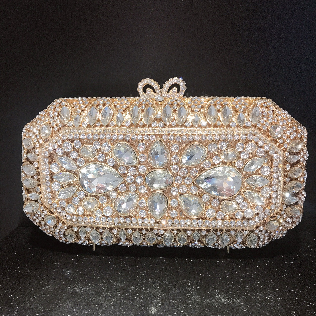 Túi clutch dạ tiệc hình vuông đính đá rhinestone phong cách Âu Mỹ — Màu Xanh Cỏ chi tiết 6