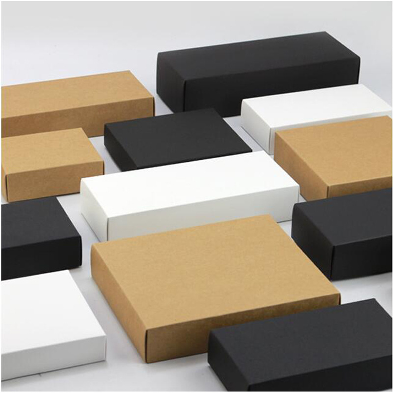 Caja de cartón universal con tapa, caja de embalaje de cartón negro en stock, caja de cartón blanca con impresión de logotipo, se puede usar como caja de regalo.