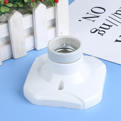 Square surface mounted e27 screw lamp holder, ceramic screw lamp holder, engineering lighting accessories wholesale