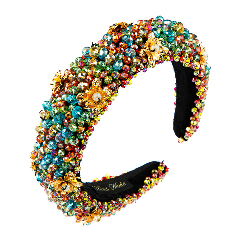 New Retro Dinner Fashion Baroque Gemstone Beaded Boutique Women's Flowers Wild Headband display picture 2