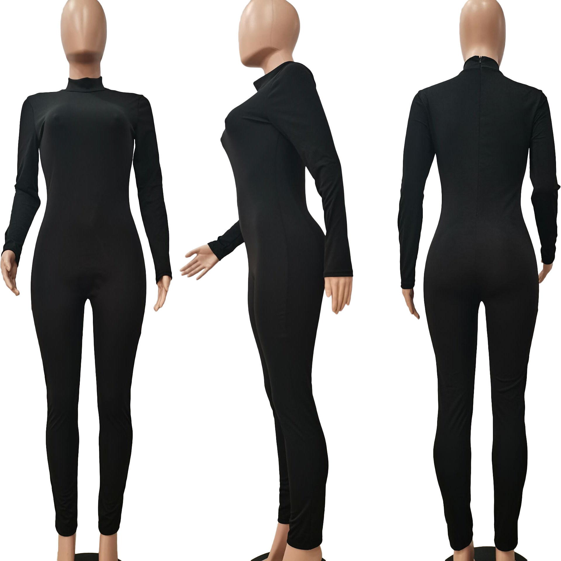 Women Autumn Winter Casual Sexy Solid Color Jumpsuit