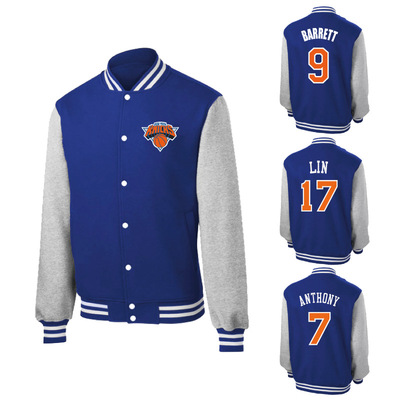 跨境外贸尼克斯巴雷特林书豪安东尼加厚棒球服篮球开衫外套棉夹克|ru