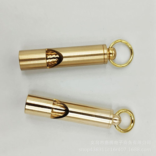 Brass Whistle Keychain Pure Copper Survival Mouth Outdoor Camping Training Whistle Keychain Pendant Brushed Washable Whistle