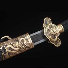龙泉华影武士珍珠鱼皮羽毛纹清剑天子剑汉剑唐剑 直销未开刃