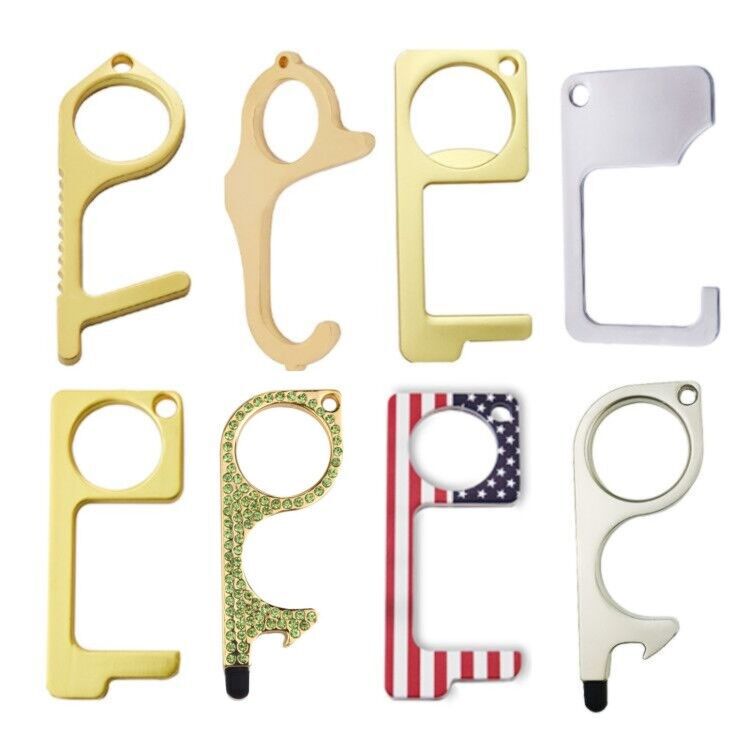 Factory in stock wholesale metal anti-contact isolation keychain customized zinc alloy EDC door opener Factory in stock wholesale metal anti-contact isolation keychain customized zinc alloy EDC door opener