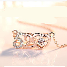 520项链女锁骨链我爱你个性网红跳动的心抖音吊坠七夕仿银饰品