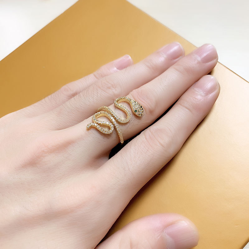 Fashion Personality Inlaid Zircon Serpentine  Wild Hip-hop Ring Wholesale display picture 7