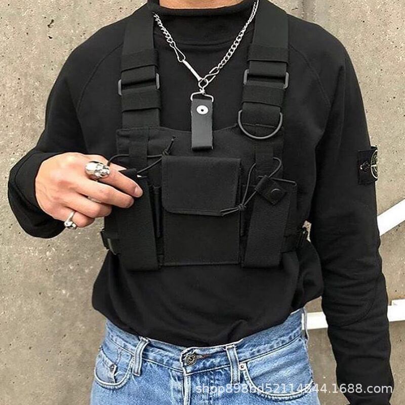 Functional Tooling Multi-Pocket Men's and Women's Vest Bag Hip-Hop Street Dance Bag Tie Didi Bag Men's and Women's Waist Bag Couple's Chest Bag