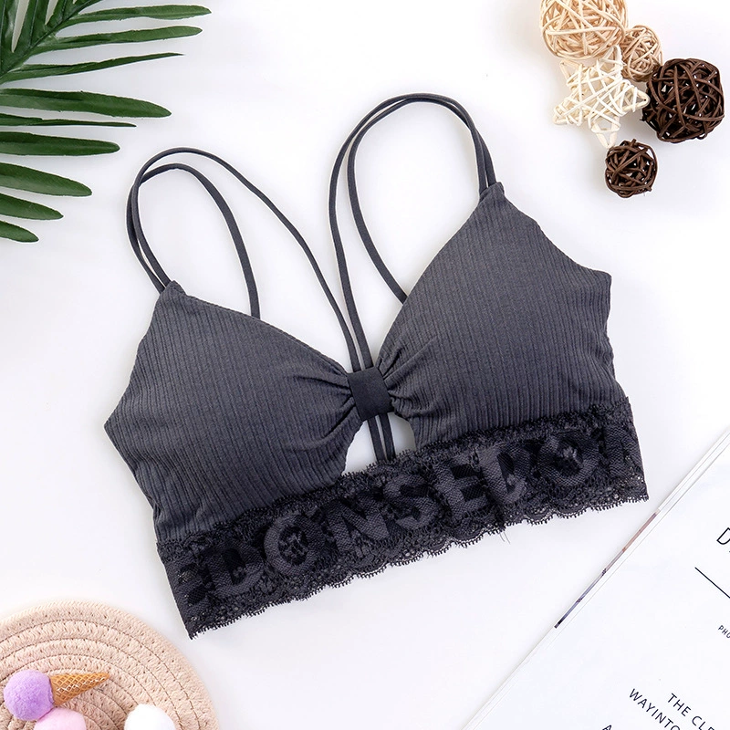Lace Tube Top Bralette, Push-Up Wireless Bra Top, French-Style, One Size (Women)
