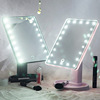 Portable princess mirror toilet, clean makeup mirror with lights, touch screen LED lamp square dressing mirror