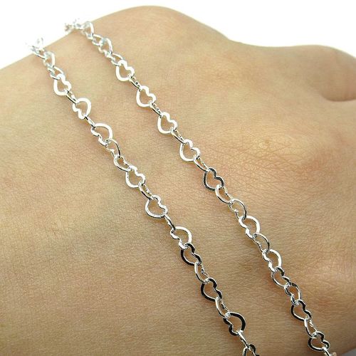 S925 sterling silver thin chain handmade loose chain can be used as an extension chain heart-shaped love semi-finished bracelet sweater chain special chain