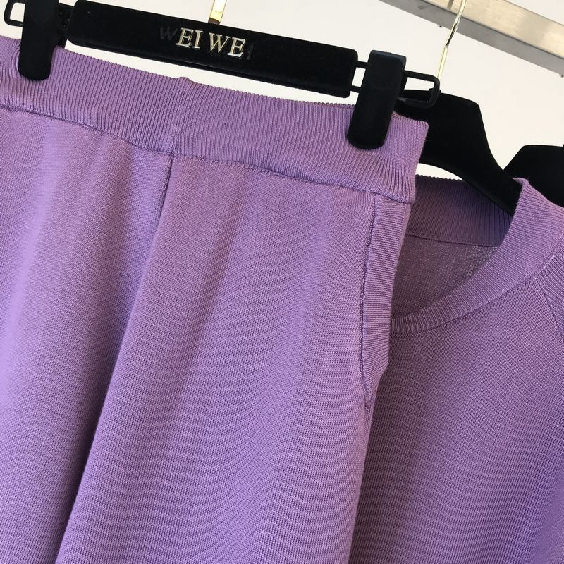 Damenbekleidung Strickanzug neue Weste Jacke Fuß elastische Hose modischer dreiteiliger Anzug_voghion.com